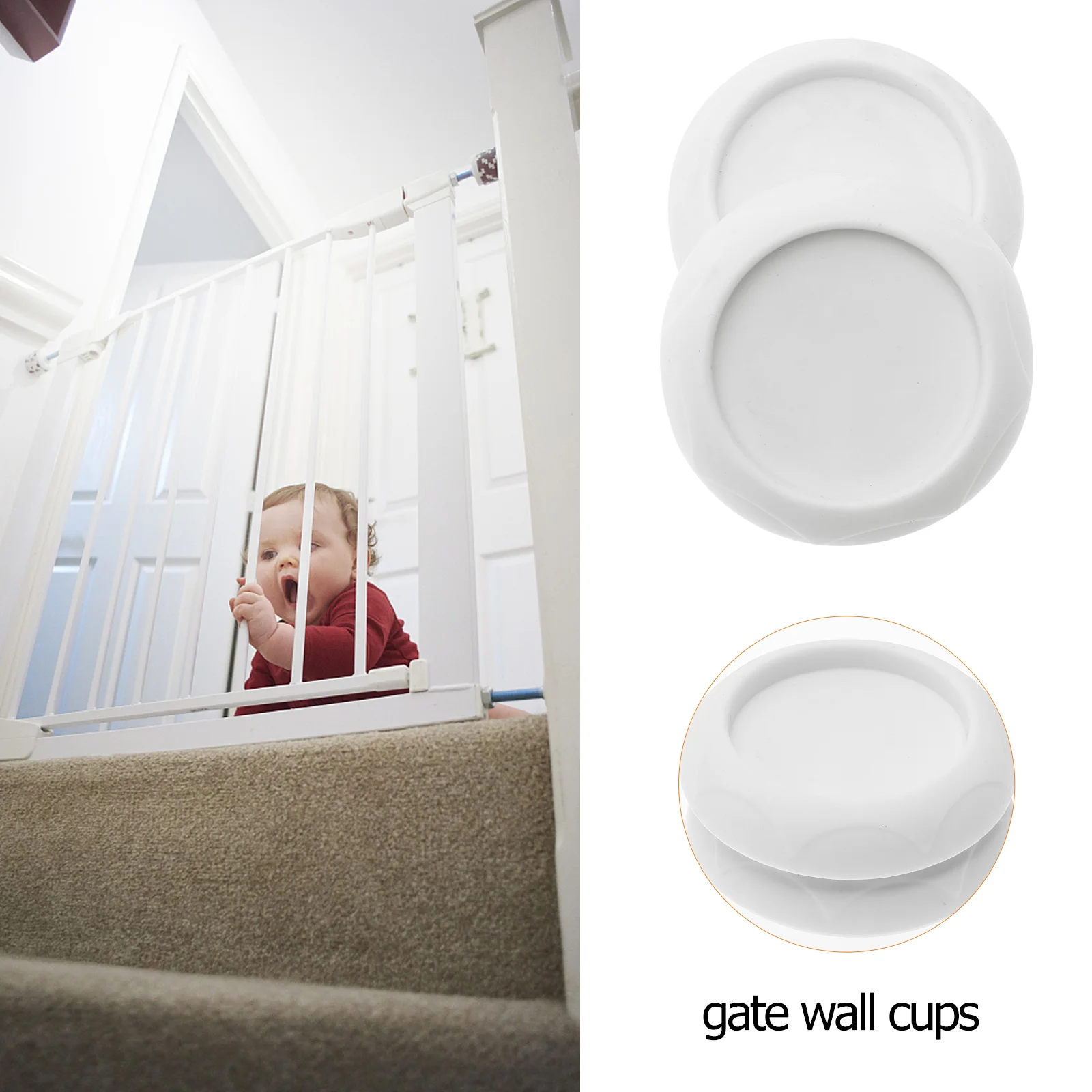 2 Pcs Child Safety Gate Bottle Sealing Discs Wall Protector Baby Pet Cups Bumpers White