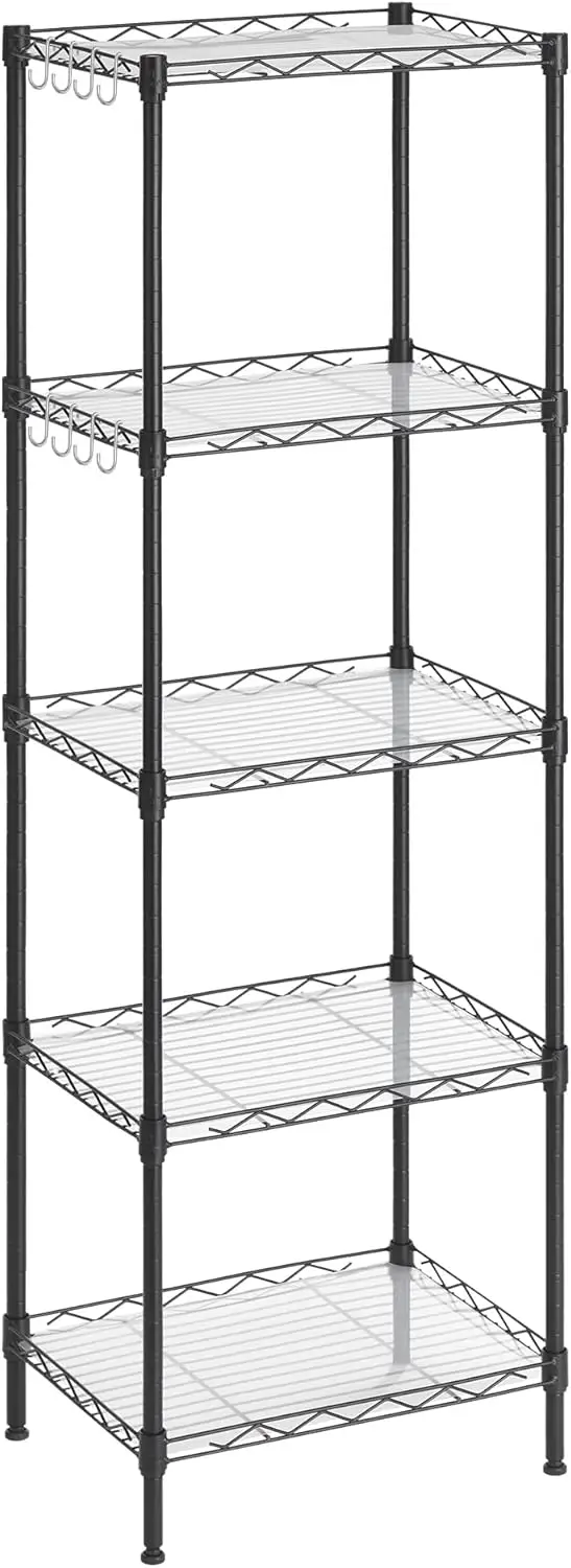 Songmics 5-Tier Storage Shelves, Wire Shelving Unit, Kitchen Metal Shelves, Storage Rack With Adjustable Shelves, Shelf Liners,