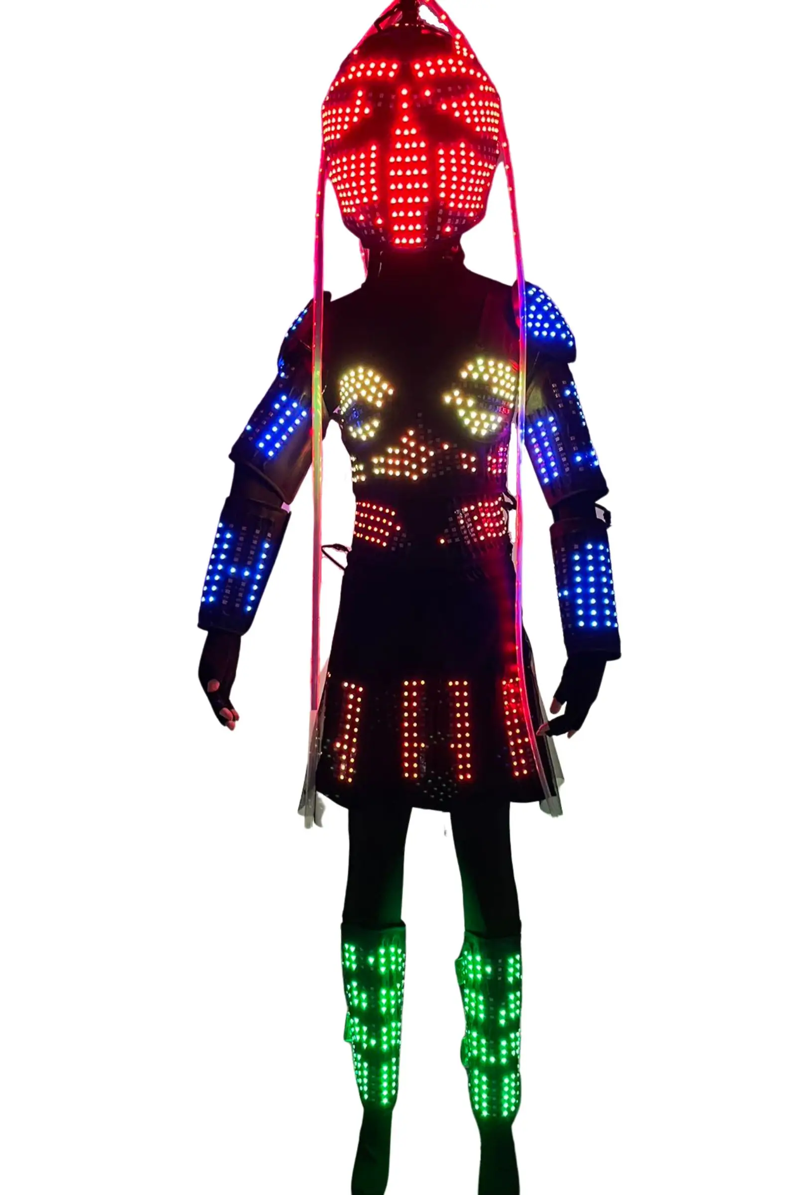 LED Female Lighting up Suits for Adults Ballroom Performance Wear for Show Entertainment Dance Shows