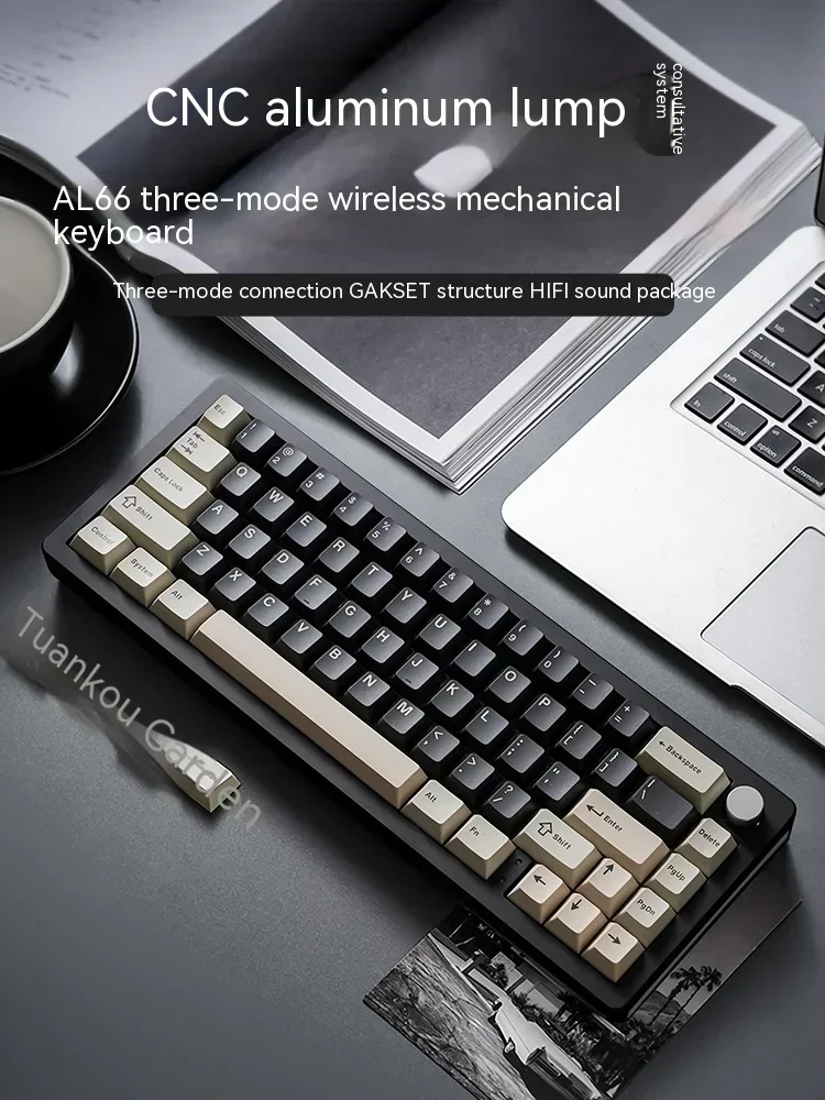 YUNZII AL66 Mechanical Keyboard Aluminium Alloy Multifunctional Knob Three Mode Wireless Gaming Keyboard Hot Swap RGB Pc Gamer