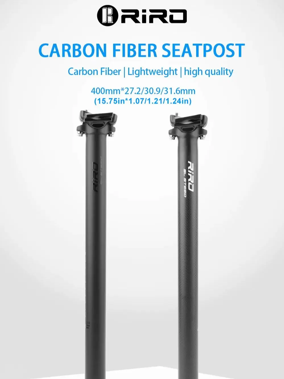 AliExpress NONE RIRO Ultralight Carbon Fiber Bike Seatpost 27.2/30.9/31.6x400MM High-Performance Straight Design for MTB & Road Bicycles Parts