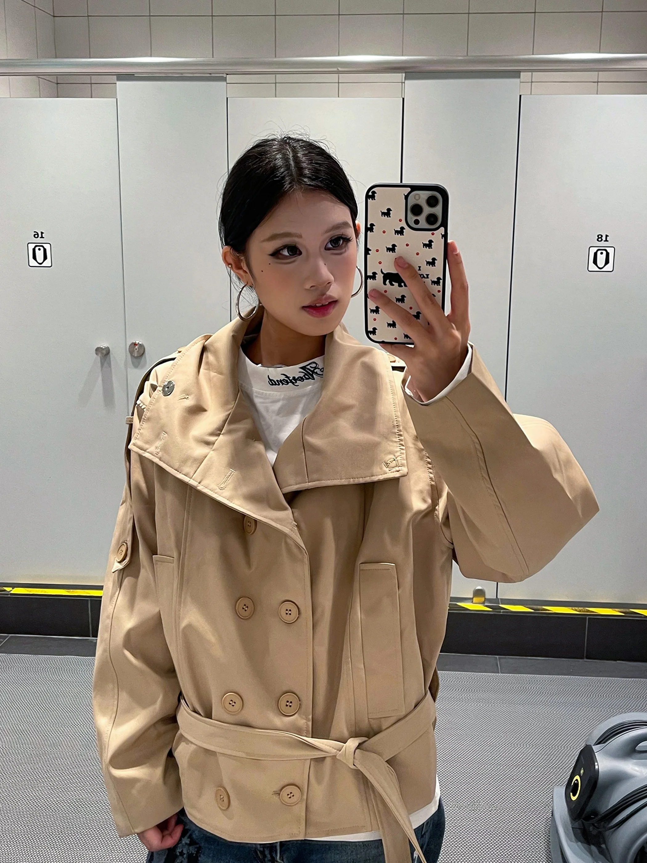 

Vinmuk American Sle Stand Collar Double Row Button ort Jaet Women's Casual Versatile Winter Coat Street Sle Outerwear
