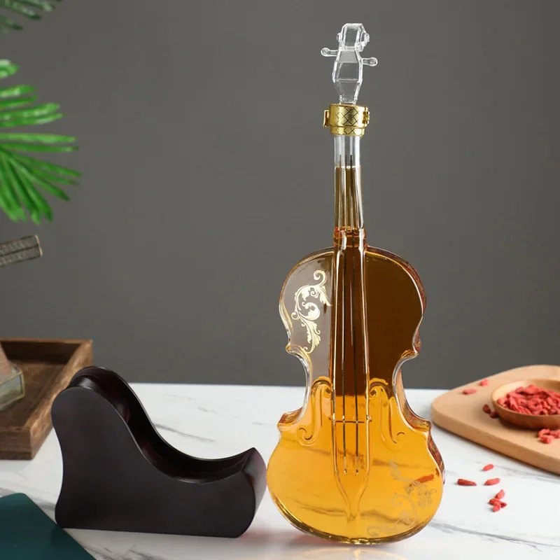 High Boron Silicon Glass Wine Bottle Guitar Violin Decanter Red Wine Set Thickened Transparent Craft Decanter Bottle Decoration