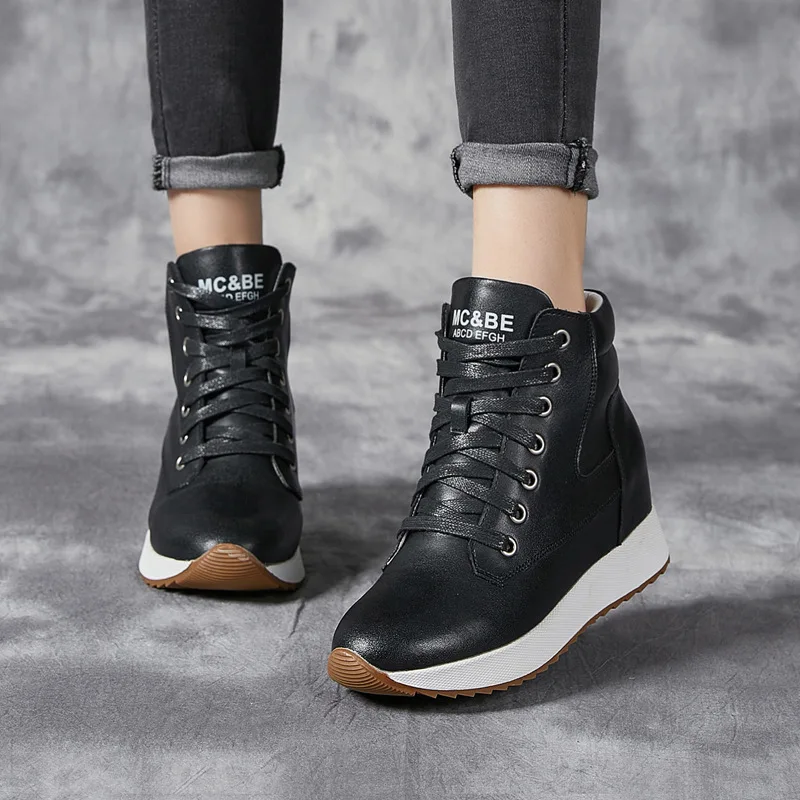 7CM Genuine Leather Women Ankl – Platform Sneakers Chunky recenzja i cena