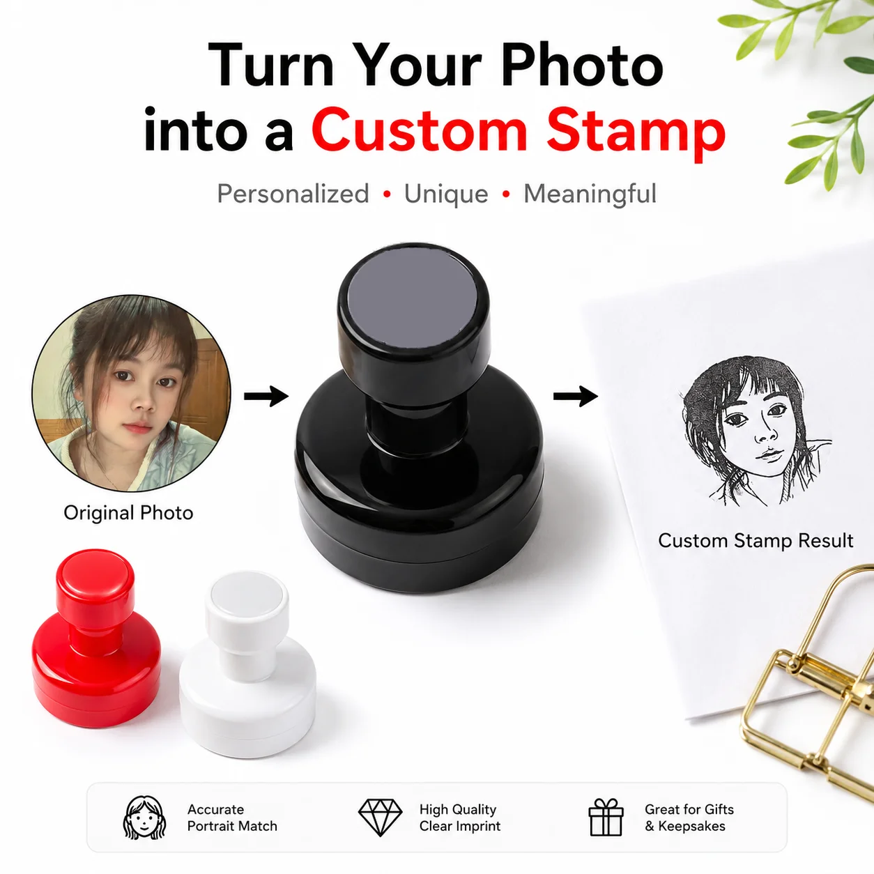 Custom Portrait Stamp Personalized Photo Face Stamp Round DIY Image Stamp Clear Print for Scrapbook Gifts Stationery