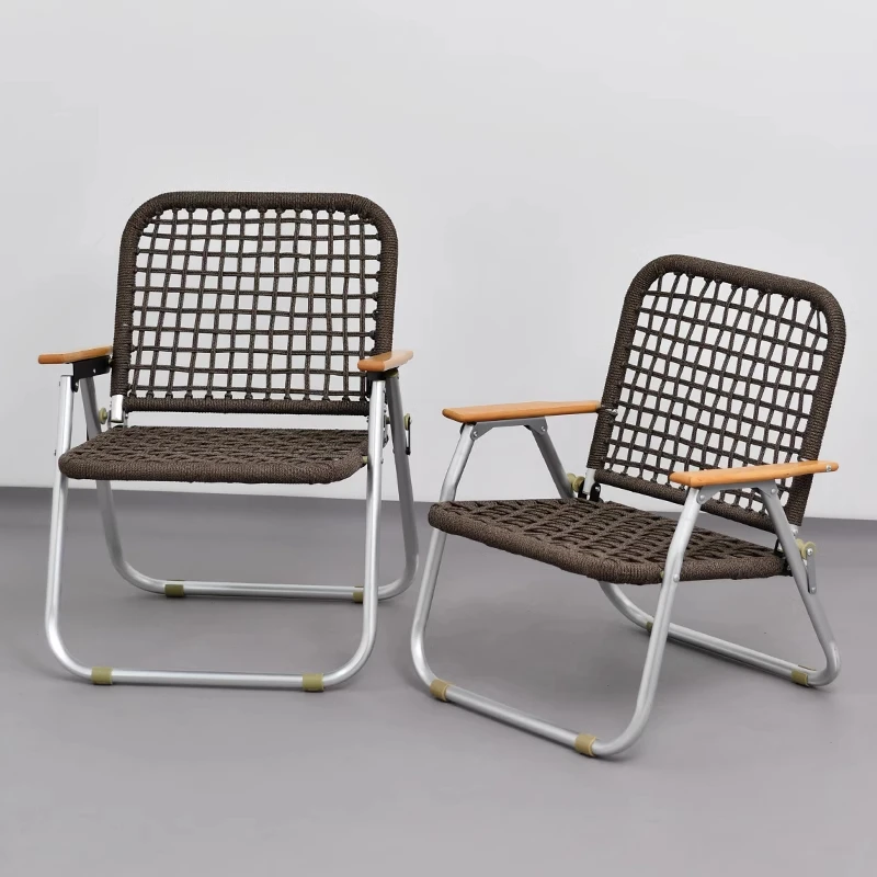 

Outdoor Rattan Folding Chair Patio Outdoor Aluminum Rattan Chair Balcony Portable Single Camping Coffee Kermit Chair