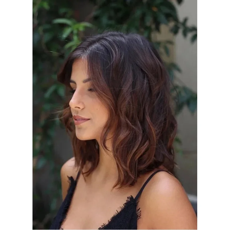 Hair Fashion Charming Women's Medium Natural Brown Wavy Wigs 14 In