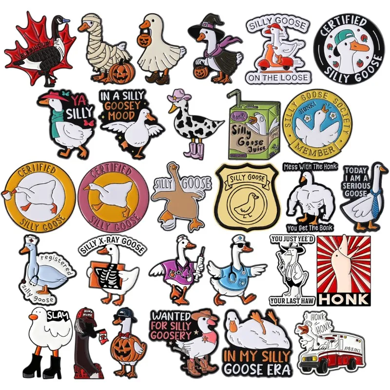 Silly Goose Club Emaille Pins Cartoon Ducktor Honk Tier Brosche Revers Abzeichen Niedlich Spaß Halloween Ente Schmuck Geschenk für Freunde
