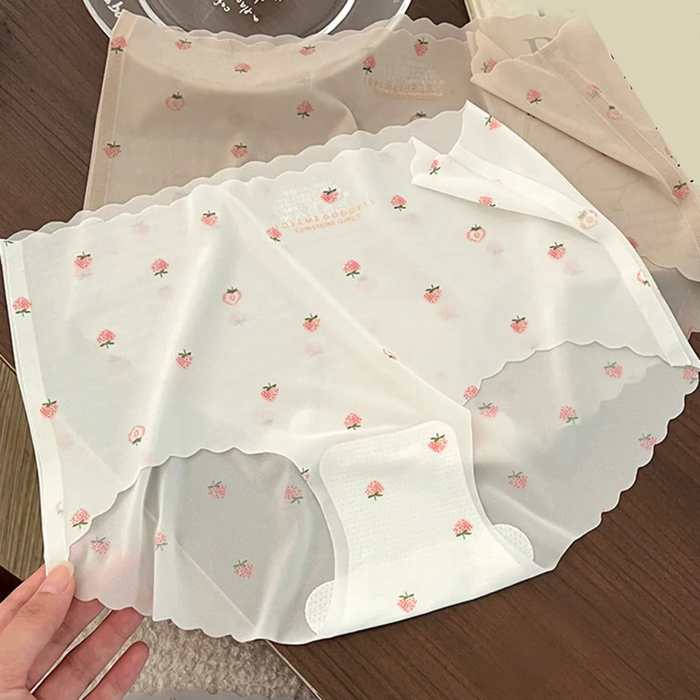 

Женские трусики-танга из ледяного шелка с цветочным узором, приятные для кожи, сексуальные, с завышенной талией, в японском стиле