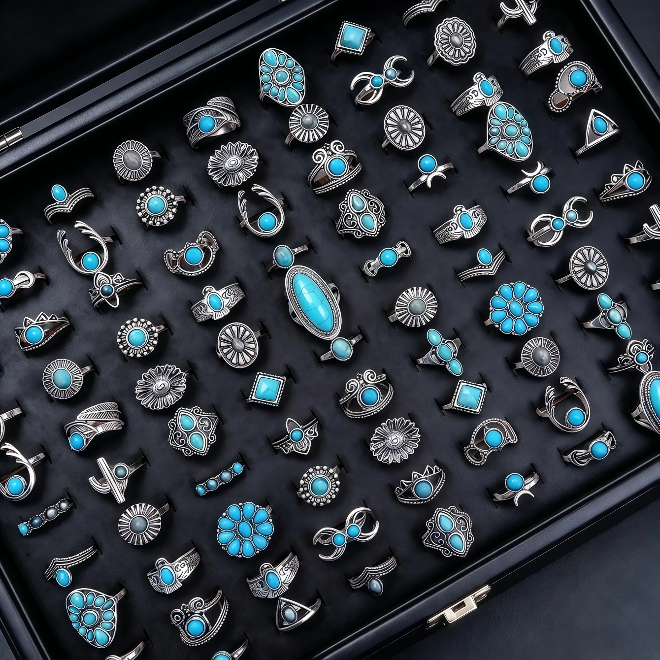 6/8/12/24개 빈티지 보헤미안 블루 터키석 반지  - Turquoise Stone Ring 리뷰 및 가격