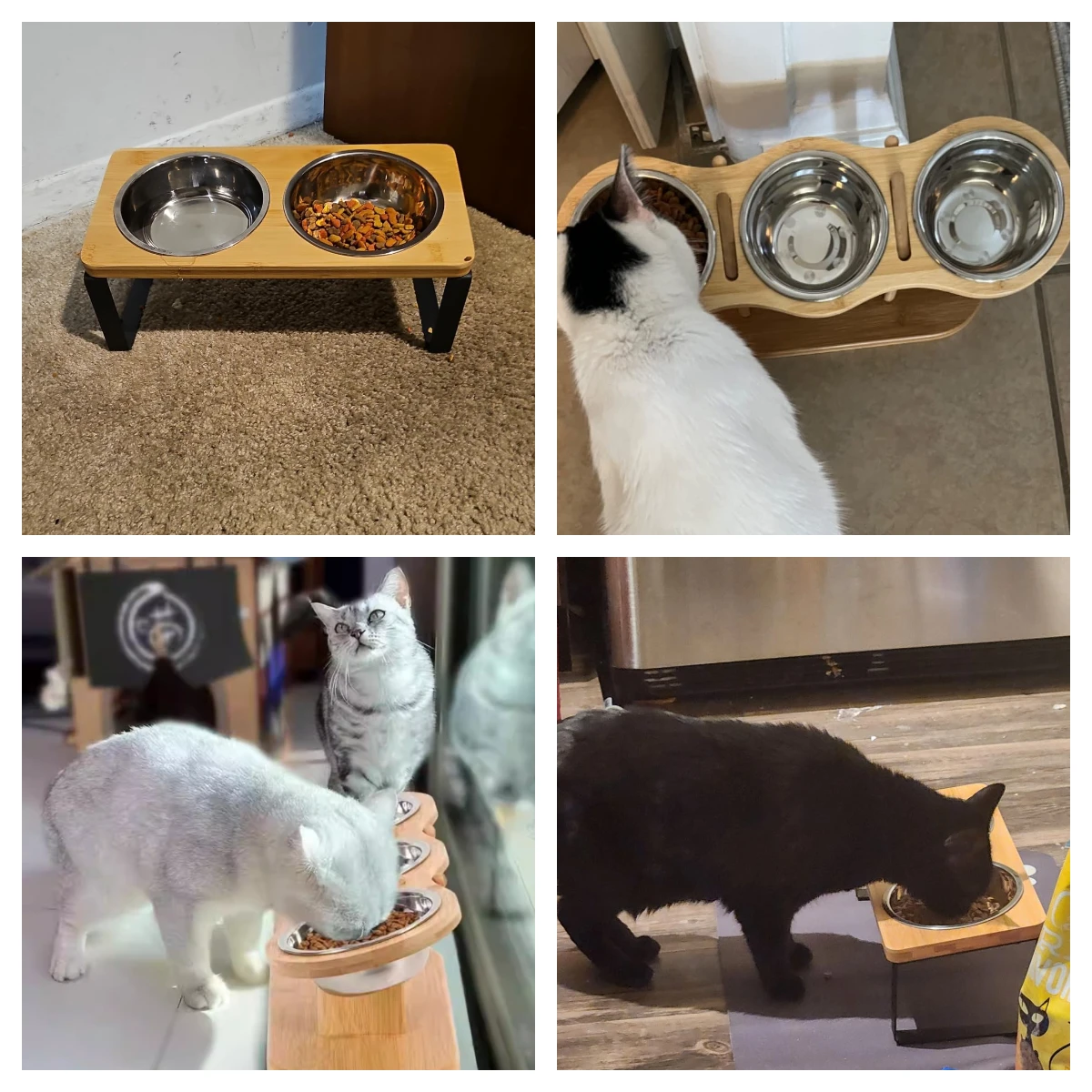 Comedero elevado de madera para gatos y perros pequeños inox - imagen 4
