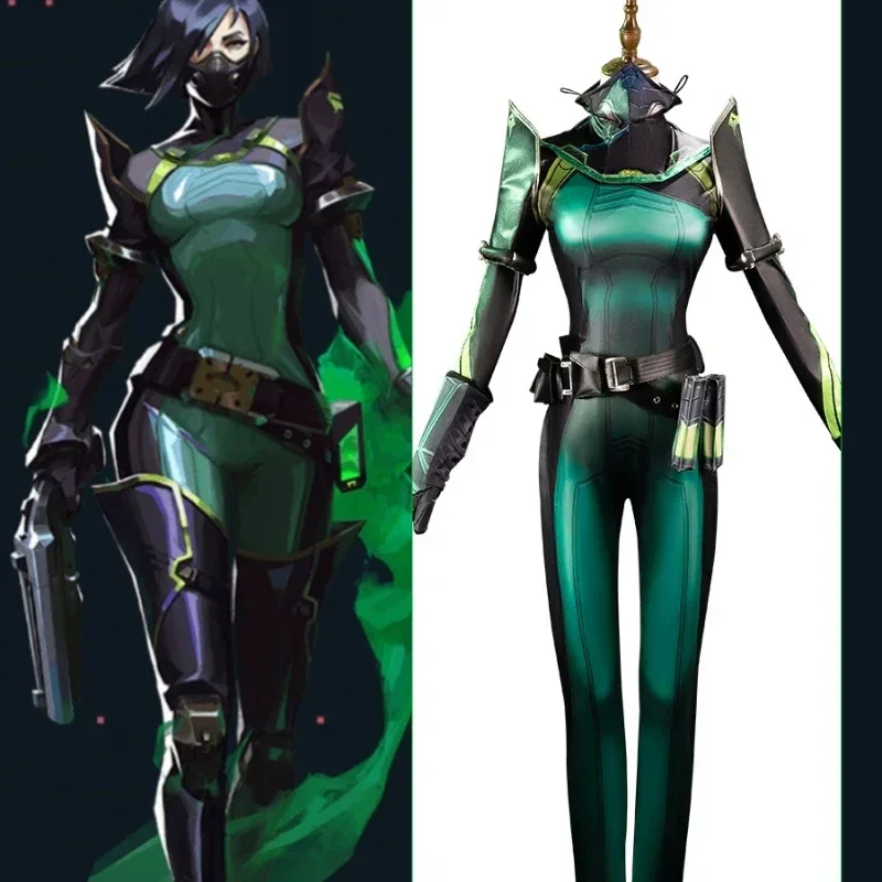 

In Stock Viper Cosplay Costume Game Valorant Viper Cosplay Costume Green Women Combat Uniform Halloween Party Outfit