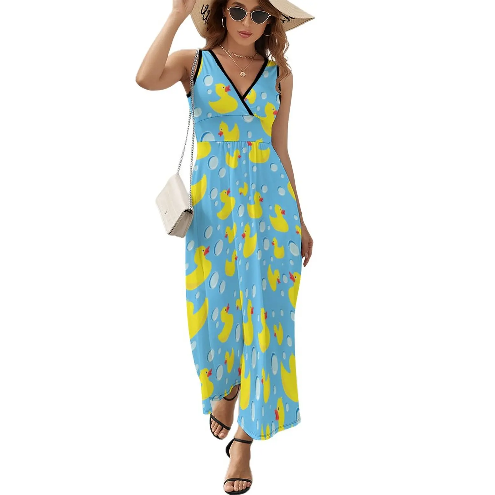 

Cute Funny Yellow Rubber Ducks And Bubbles Blue Art (9) Dress Trendy Maxi Dress Street Fashion Bohemia Long Dresses Sleeveless C