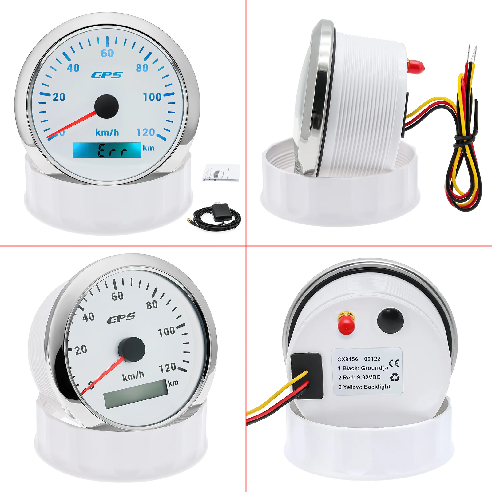 Pengukur Speedometer GPS Tahan Air IP67 85MM 7 Warna Lampu Latar 0 ~ 120KMH Pengukur Kecepatan Motor Mobil Perahu dengan Antena GPS 12V24V