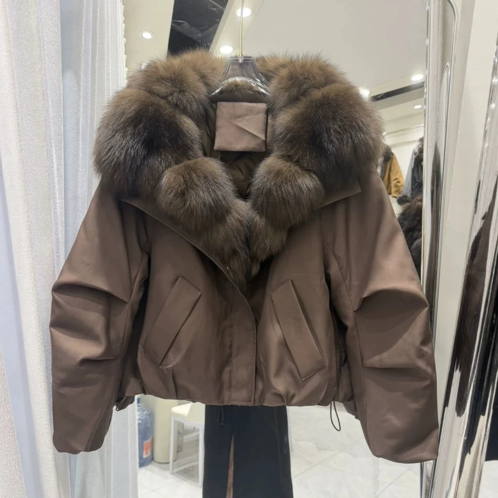OFTBUY Short Duck Down Padding Women Luxury Zipper Closer Down Jacket with Natural Fur for Women Windproof for Everyday Jacket