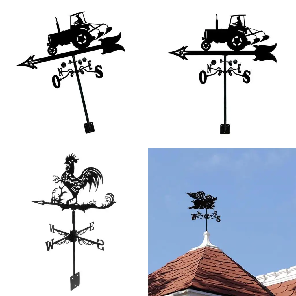 

Outdoor Weather Vane Iron Rooster Wind Direction Light for Garden Roof Mount Decorative Outdoor Accessories