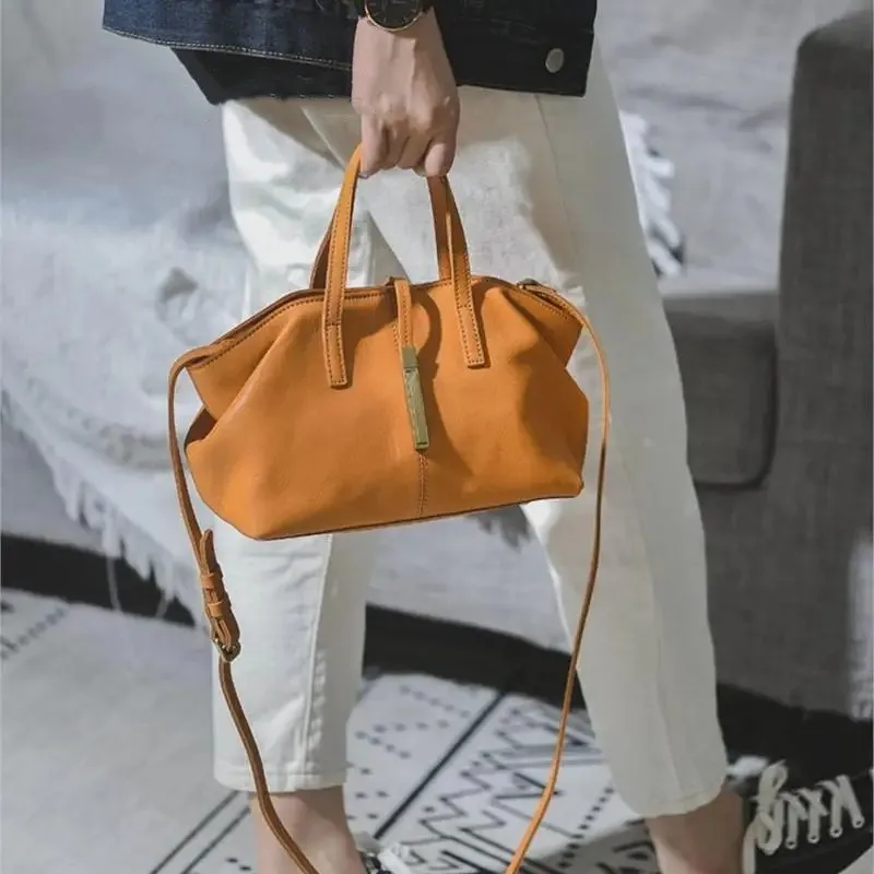 UKF Simple Soft High Quality Leather Handbag New Casual Solid Color Women Bag Versatile Large Capacity Commute Shoulder Bags