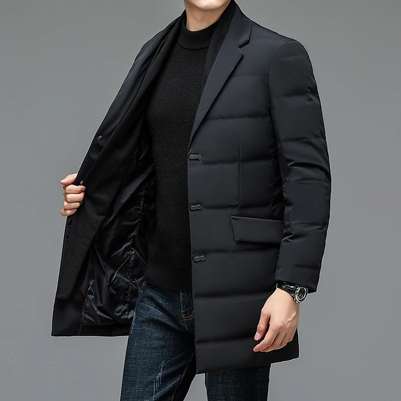 New Business Casual Men Plush Winter Warm Jackets Men Windproof light Down Jacket Men 90% Duck Down Coat Male