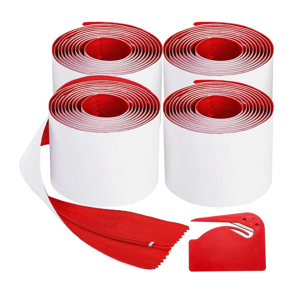 

Dustproof Zipper, Double Sided Zipper with Plastic Sheet Cutter, Sealed Self-Adhesive Instant Door Zipper for Dustproof