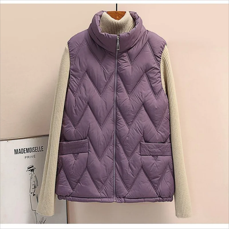 

Women's standing collar 2022 new short cotton-padded jacket sleeveless women's autumn and winter vest coat