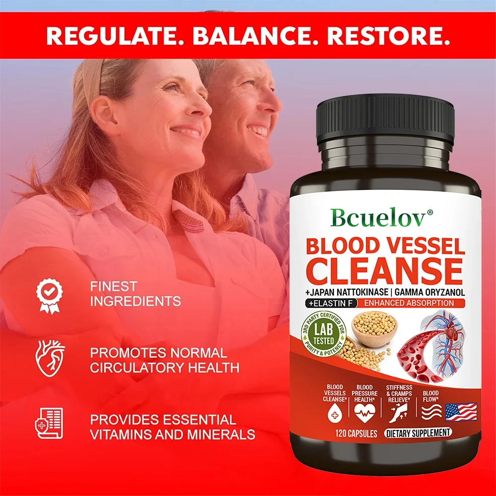 Blood Vessel Cleanser - Nattokinase Helps with Heart Health Promotes Normal Circulatory Health Provides Vitamins and Minerals