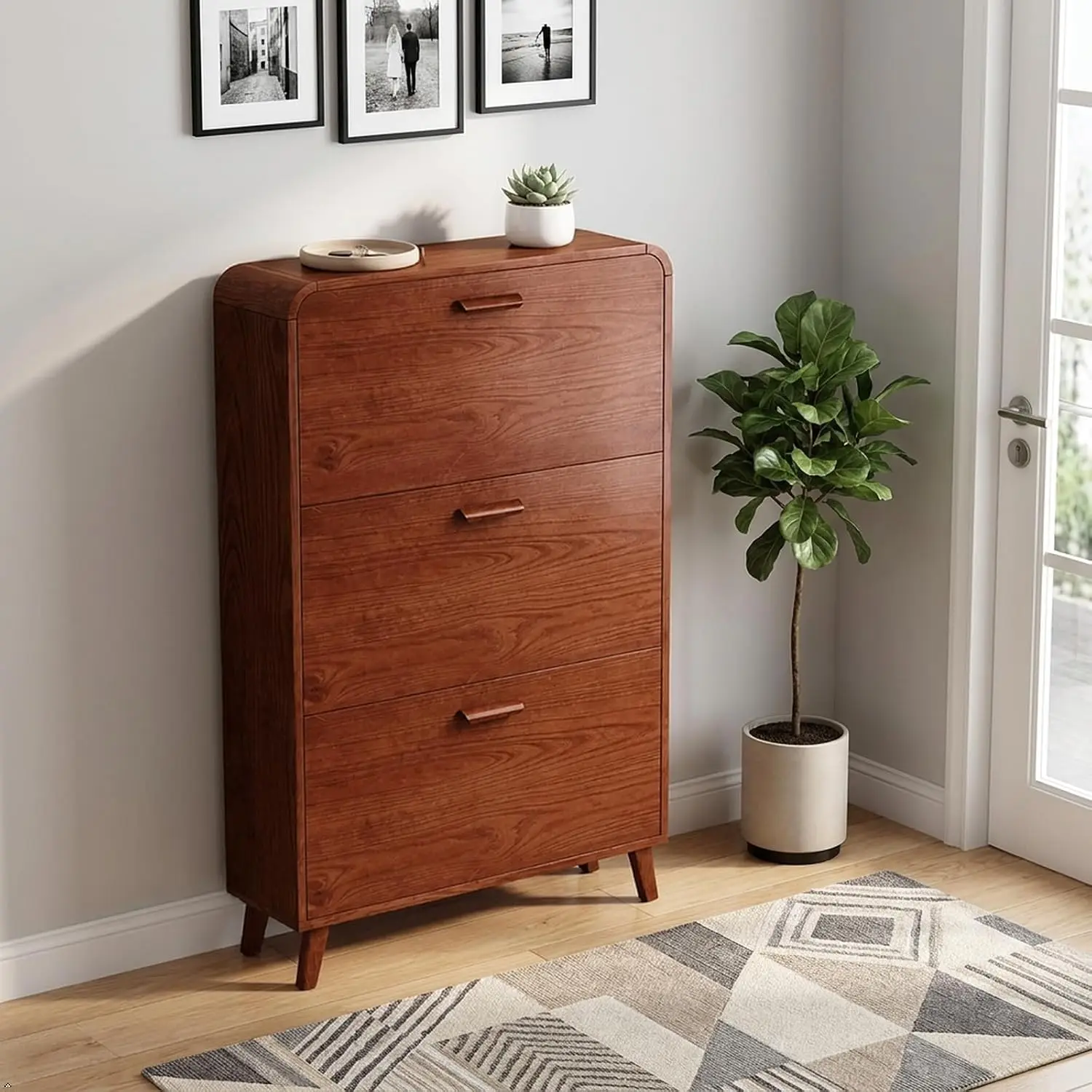3 Tier Slim Shoe Cabinet with Flip Drawers, Entryway Shoe Storage | Store 18-24 pairs of shoes with flip drawers, Customized