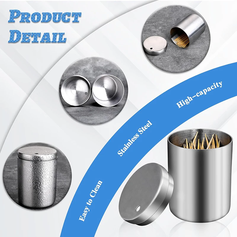 Stainless Steel Toothpick Holder Household Living Room Storage Tube Creative Simple Portable Toothpick Holder Cotton Swab Holder image 6