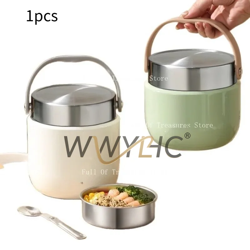 Stainless Steel Double Layer Thermal Insulation Bowl Suitable for Office and Outdoor Meal Containers