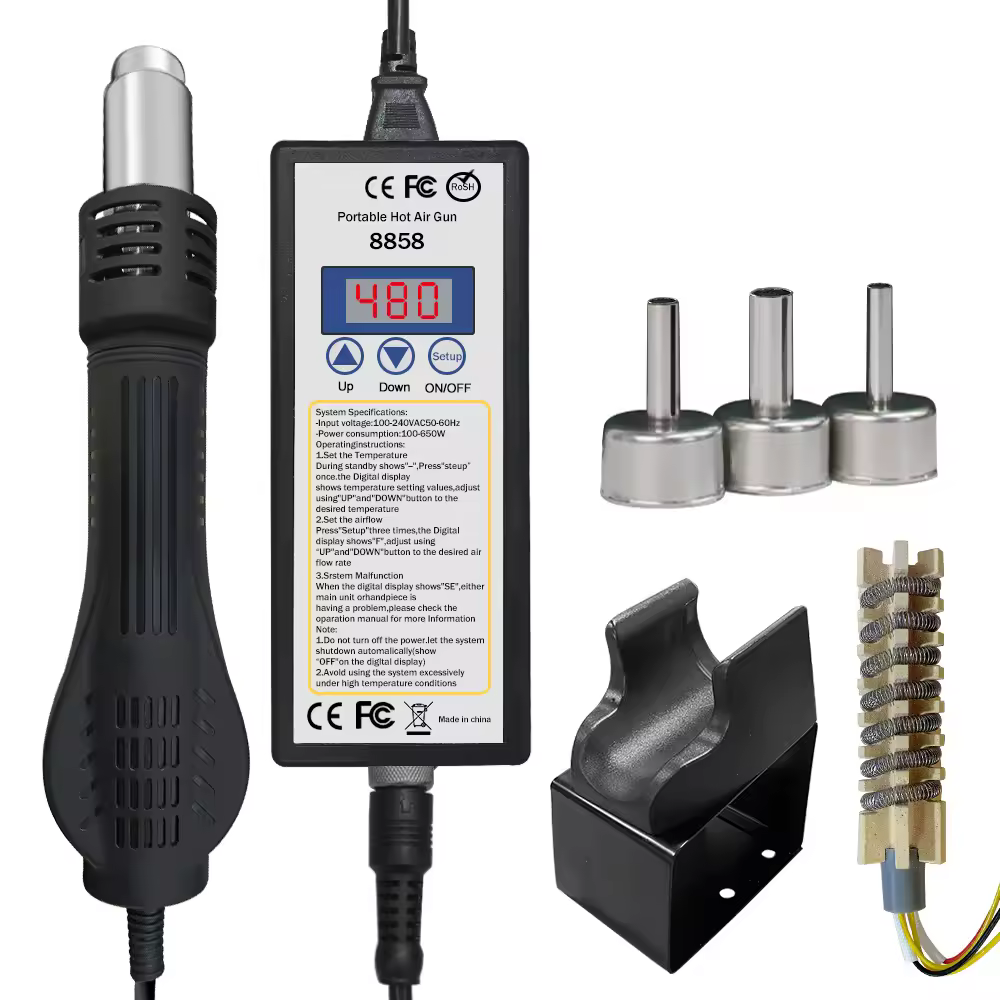 אקדח אוויר חם 8858 תחנת הלחמה מיקרו רורק LCD דיגיטלי מייבש שיער להלחמה 220V 650W אקדח חום כלי תיקון ריתוך