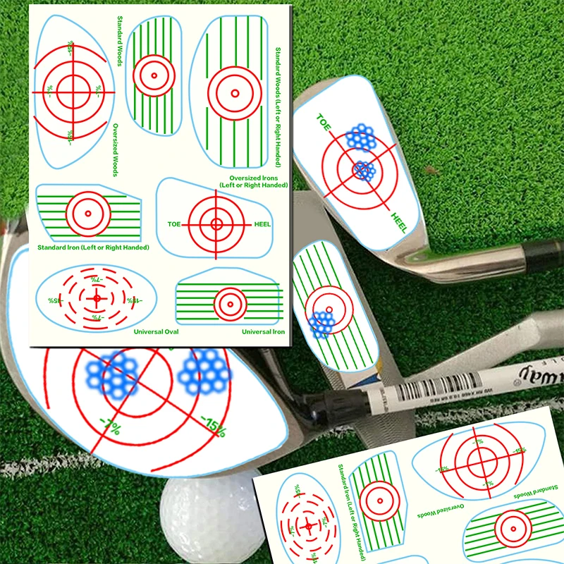 35PCS 7in1 Golf Club Impact Target Label Tape Sticker Practice For Indication Of Where The Ball Stickers The Club Face Is Clear