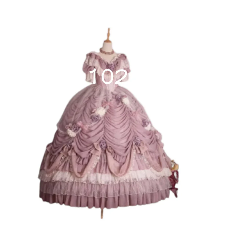 Tailored pale Pink lolit prom dresses Duchess Queen Marie Antoinette Period Masquerade Theatre Civil War evening Gown customsize