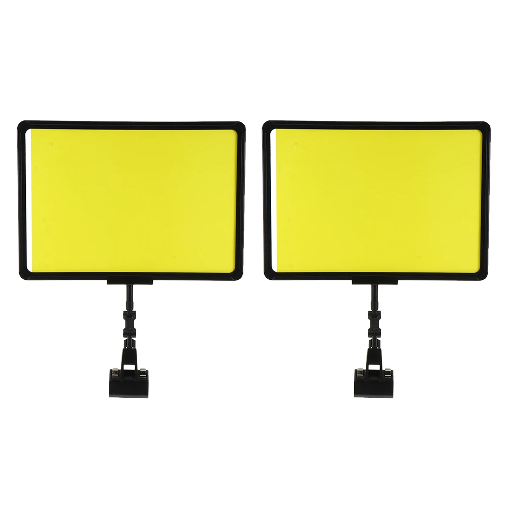 

2pcs Price Tag Clips A4 Black Frame Yellow Paper Rewritable Supermarket Fruit Vegetable Display Tags ABS Material Lightweight