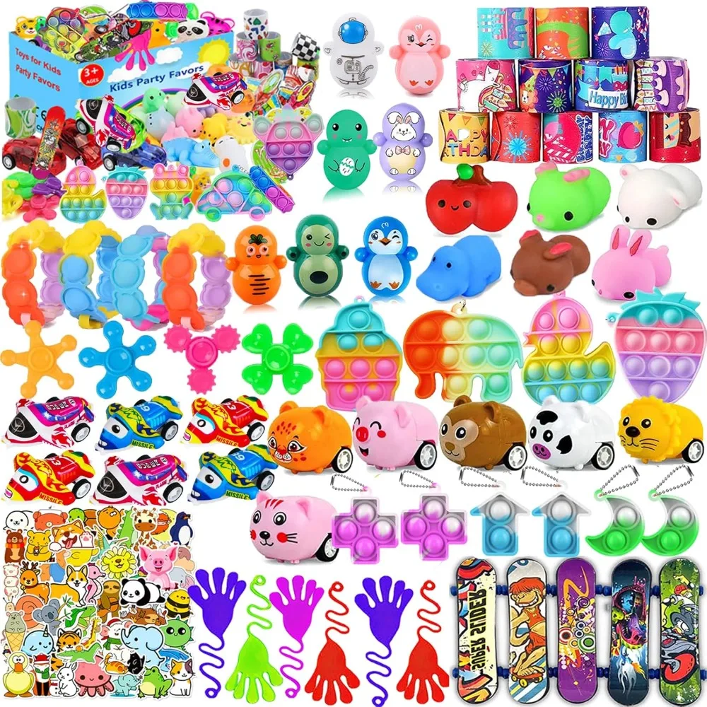 

124 Pcs Party Favors for Kids 4-8, Birthday Gift Toys, Goodie Bag Stuffers, Treasure Box Carnival Prizes, Gifts Classroom