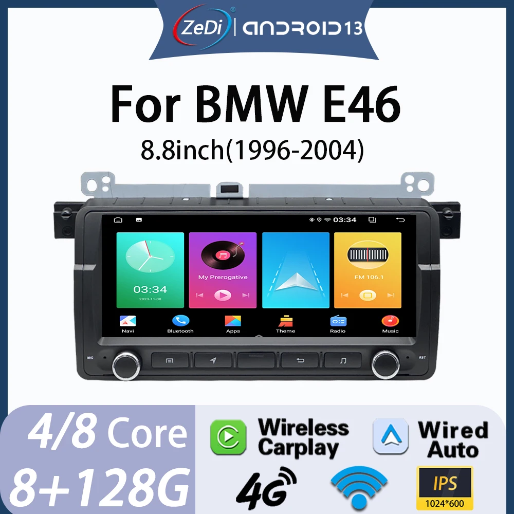 Für BMW E46 8,8 ZOLL Carplay DSP IPS Android 13 8 Core GPS Auto Player RDS Radio Wifi multimedia m3
