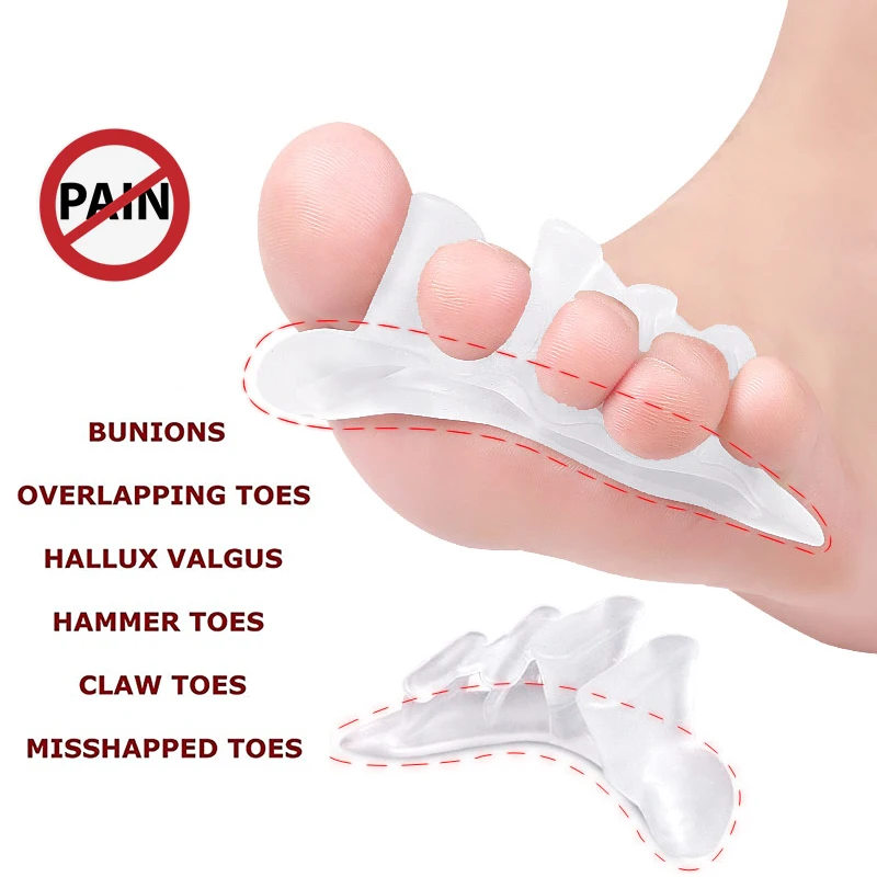 Pexmen 2Pcs Gel Toe Separator Protector Bunion Corrector Restore Toes to Their Original Shape for Men and Women Foot Care Tool