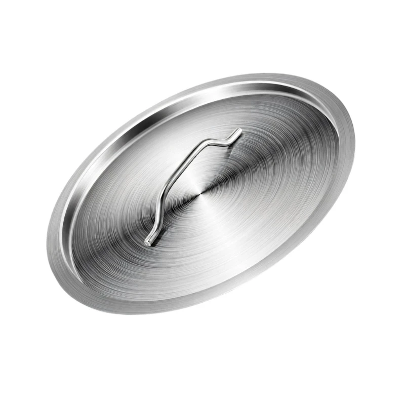 304 Silver Cookware Lid with Center Handle, Metal Pot Cover for Boiling, Soup Making, and Daily Family Cooking A2BB