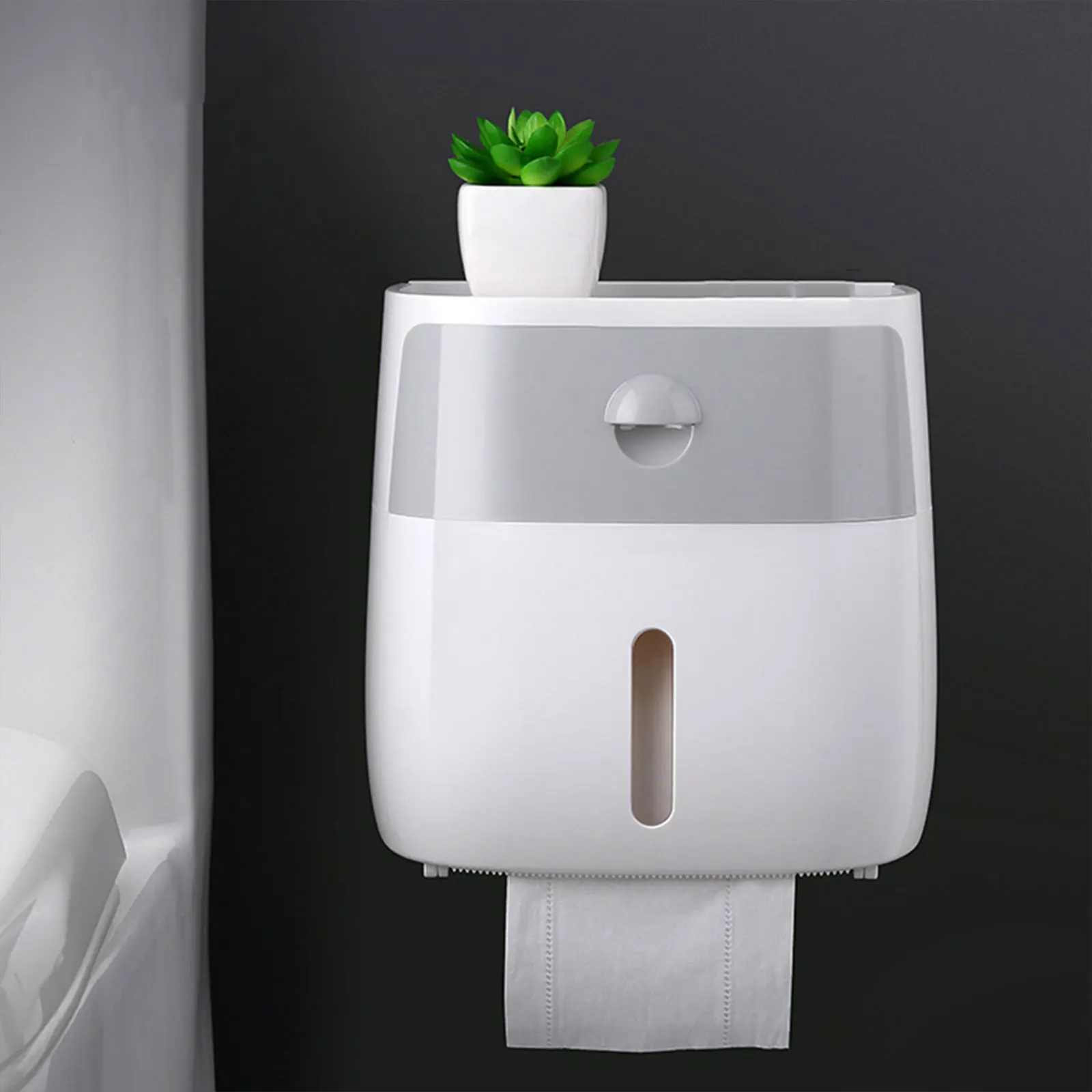 

Tissue Box Paper Towel Double Layer Shelf Bathroom Double Layer Tissue Shelf Dispenser Storage Holder Waterproof Roll
