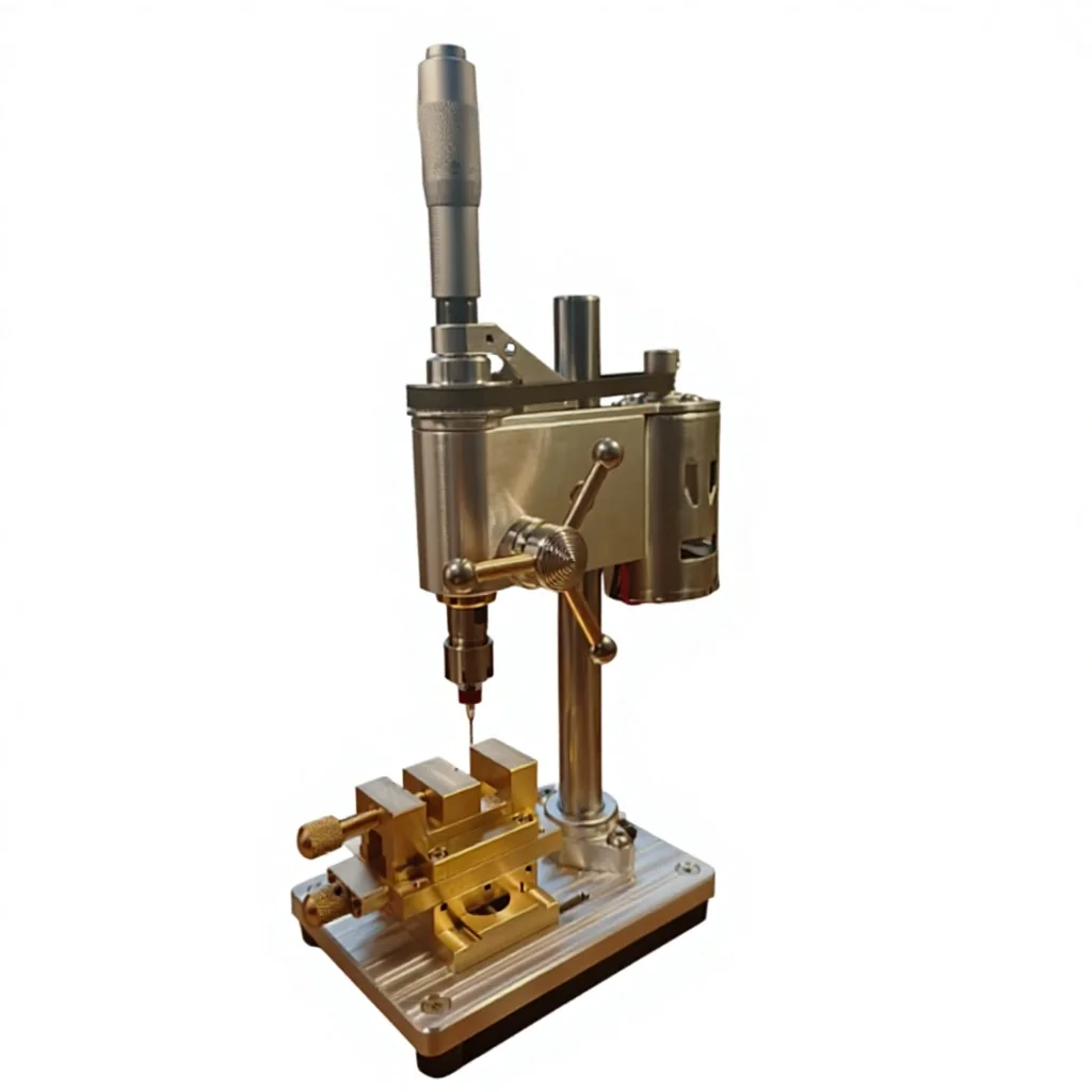 High Precision Mini Bench Drill with Depth Stop Small Drilling Machine for Micro Watch Repair Chuck Included