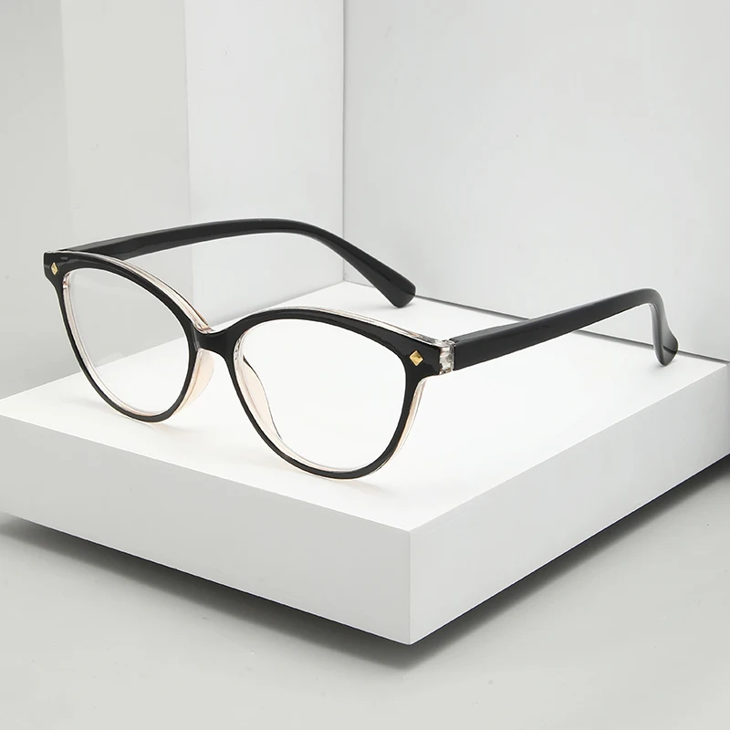 Gafas de lectura tipo ojo de gato de 3 piezas: detalles exquisitos del remache, bisagras de resorte para un mejor ajuste