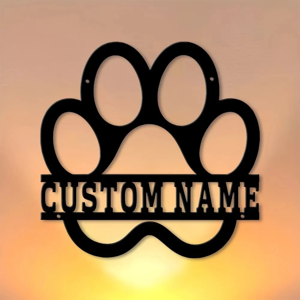 1pc 2D Flat Custom Dog Paw Metal Sign Personalized Name Wall Art Pet Memorial Gift For Dog Lovers Only For Decoration