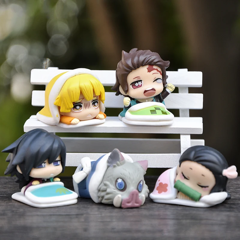 

Demon Slayer Cute Cartoon Anime Sleeping Doll Kamado Tanjirou Hashibira Inosuke Action Figures Kids Toys Car Decoration