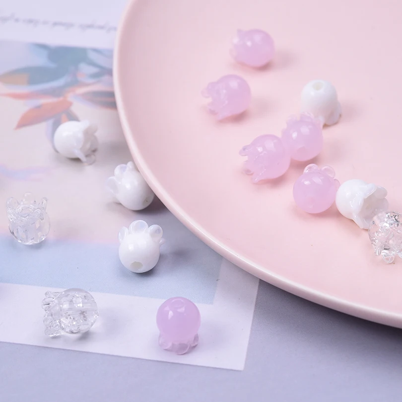 6pcs/Mix Jellyfish Made Of Handmade Glass Diy Handmade Pendant Beads Earring Bracelet Accessories Beads String Art Charm Gift