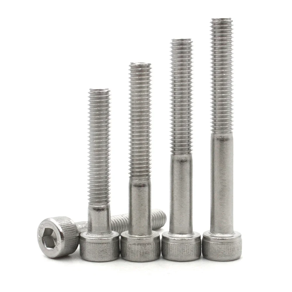 2/5/10pcs M3 M4 M5 M6 M8 304 Stainless Steel Lengthened Long Allen Hexagon Hex Socket Cap Head Half Thread Screw Bolt L=30-150mm