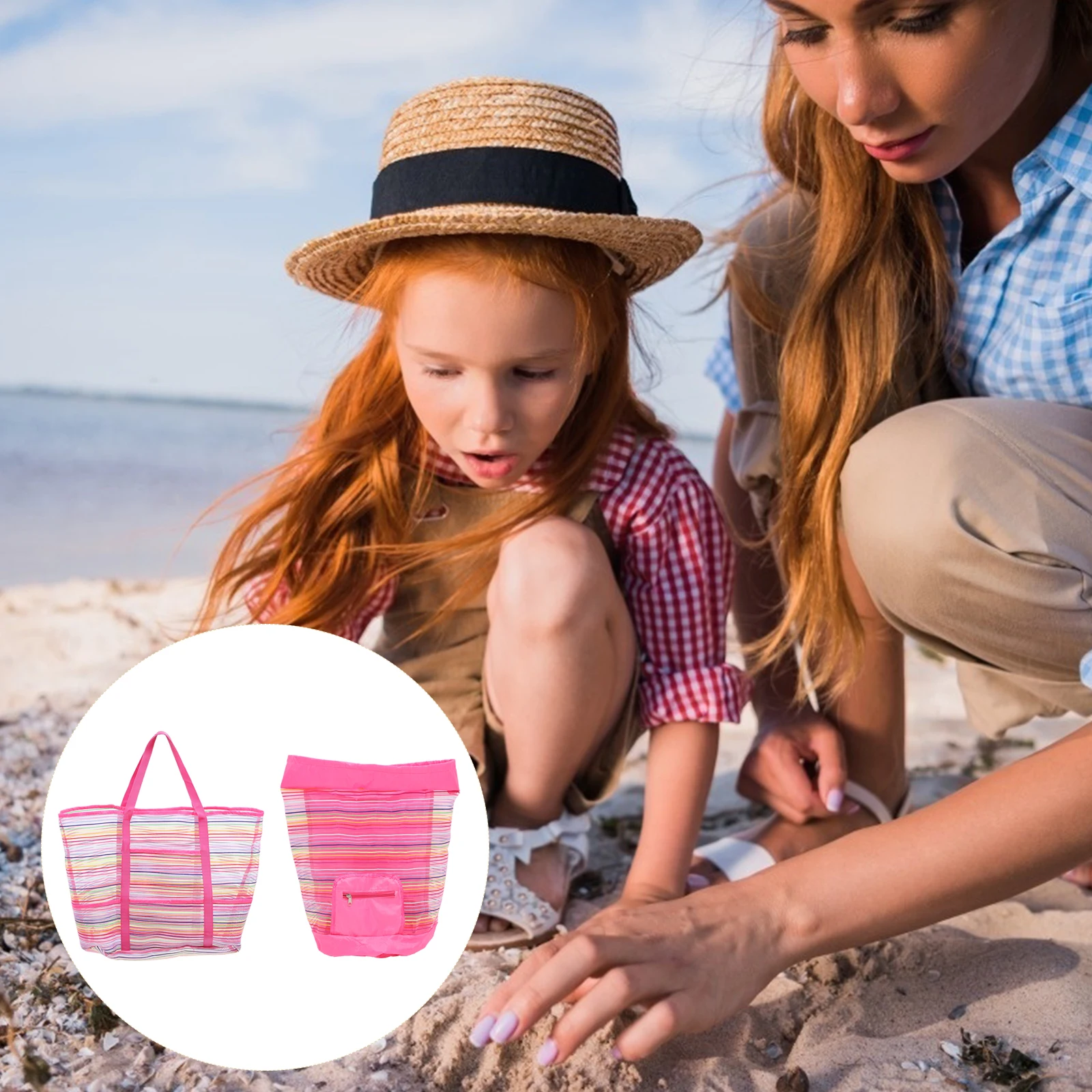 2-teilige Strandtasche, Rucksack-Aufbewahrung, große Gegenstände für Kinder, Spielzeugtaschen, hohe Kapazität, Kind