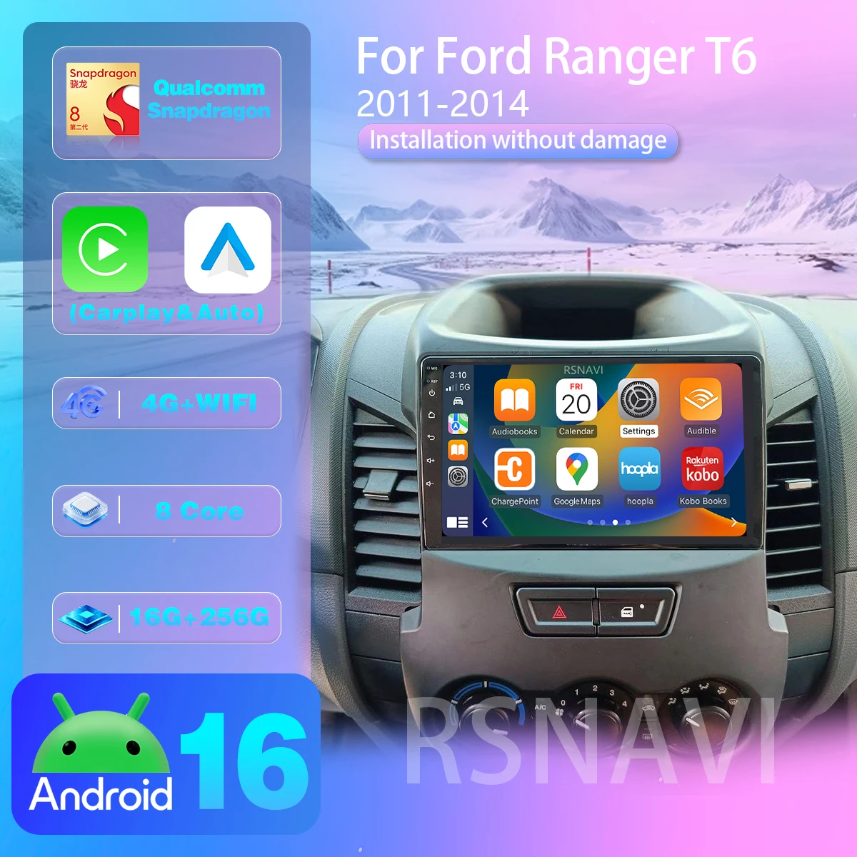 Android 16 For Ford RANGER 2011-2016 Carplay Auto Car Radio Autoradio Head Unit DSP video Stereo DVD steering wheel app control