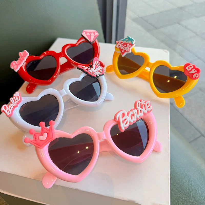 Kawaii Pink Girls Barbie Sunglasses Birthday Photo Prop Glasses Cute Cartoon Heart-shaped Princess Sunglasses Kids Gifts