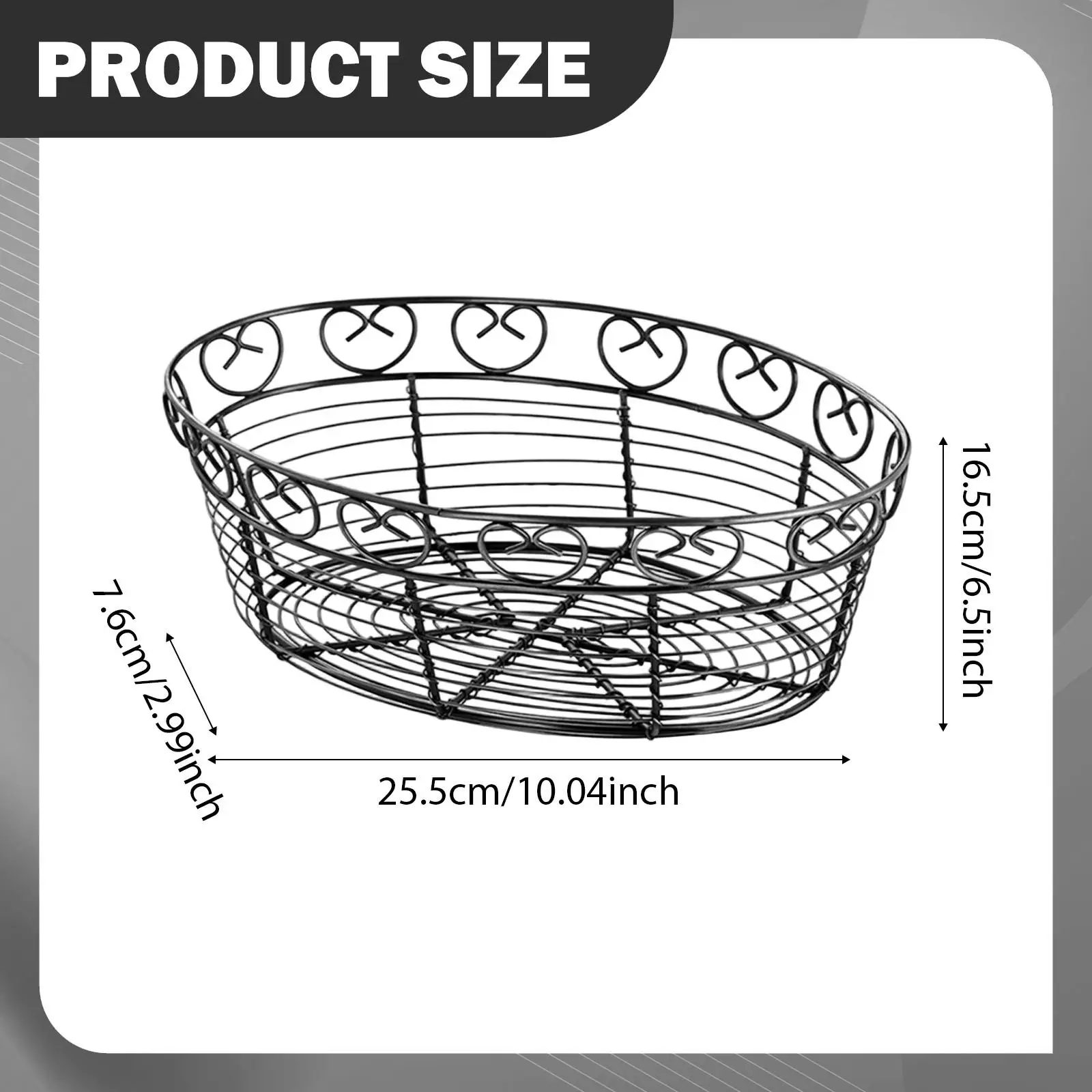 

Fruit Basket Oval Storage Bowl Counter Decoration Wire Organizer Vegetable Holder for Pastry Food Serving Restaurant Bakeshop