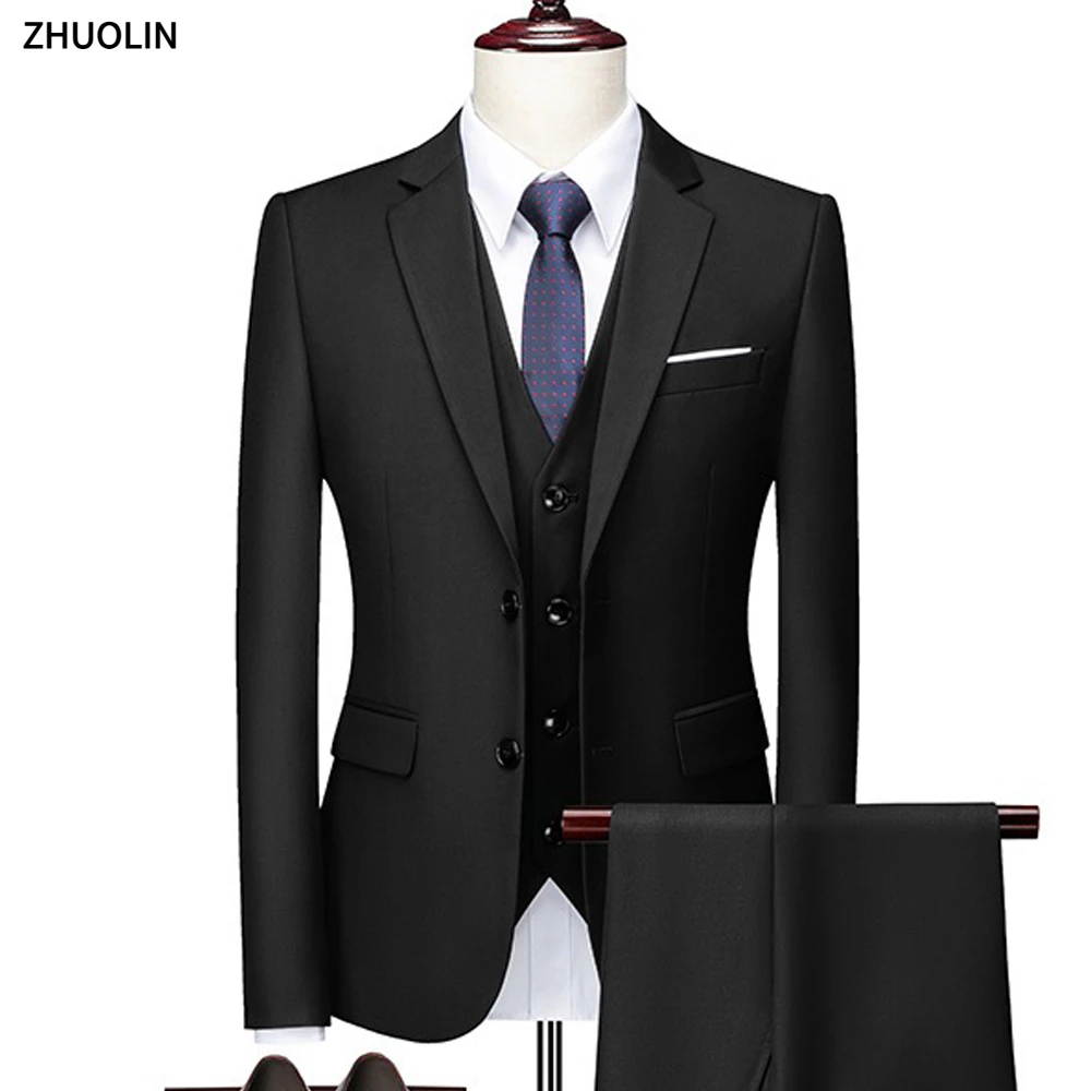 Wedding Suits For Men Elegant Blazers Set 3 Pieces Luxury Business Formal Vest Pants Full Coats 2022 Jackets