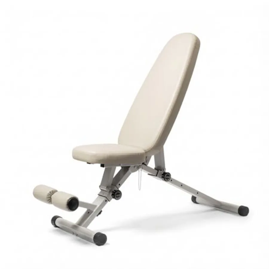 

Fitness Bench for Home Gym: Adjustable, Collapsible, Comfortable, Luxurious Design in Black Leather with Steel Frame