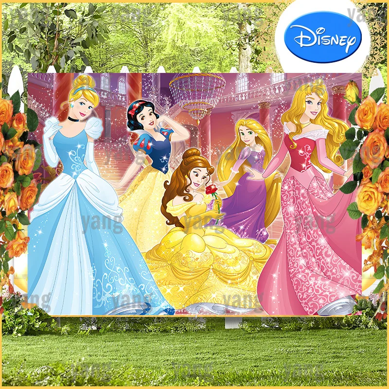 

Disney Backdrop Sleeping Beauty The Little Mermai Snow White Cinderella Photography Princess Baby Birthday Party Background